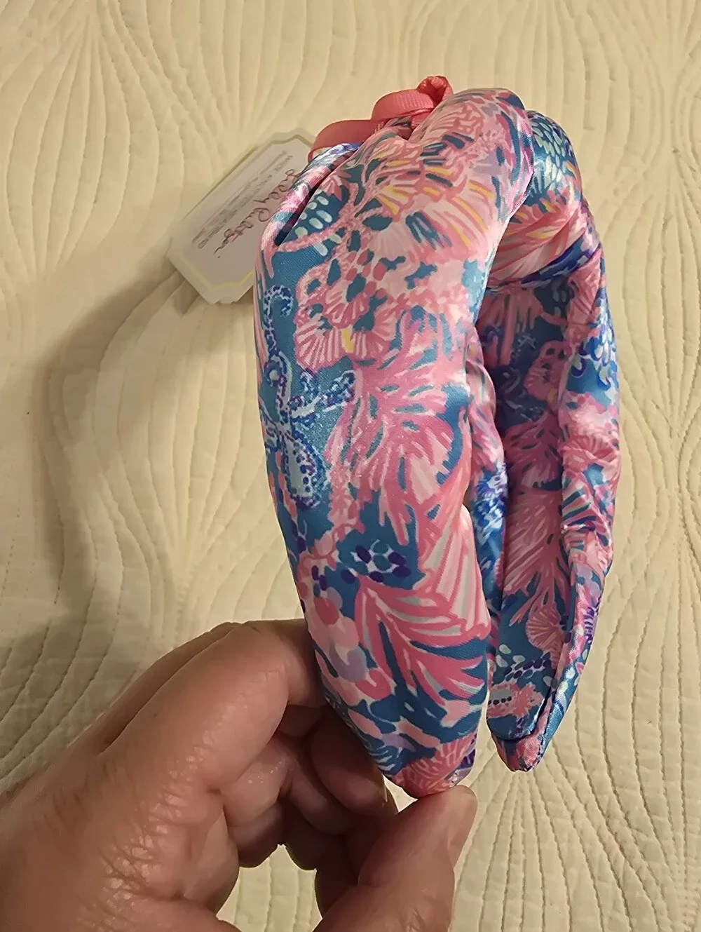 NWT Lilly Pulitzer Wide Knotted Satin Headband, 